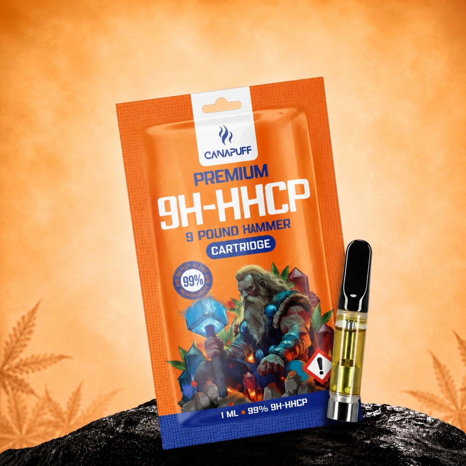Canapuff 9H-HHCP cartridge, 9 Pound Hammer, 99%, 1 ml