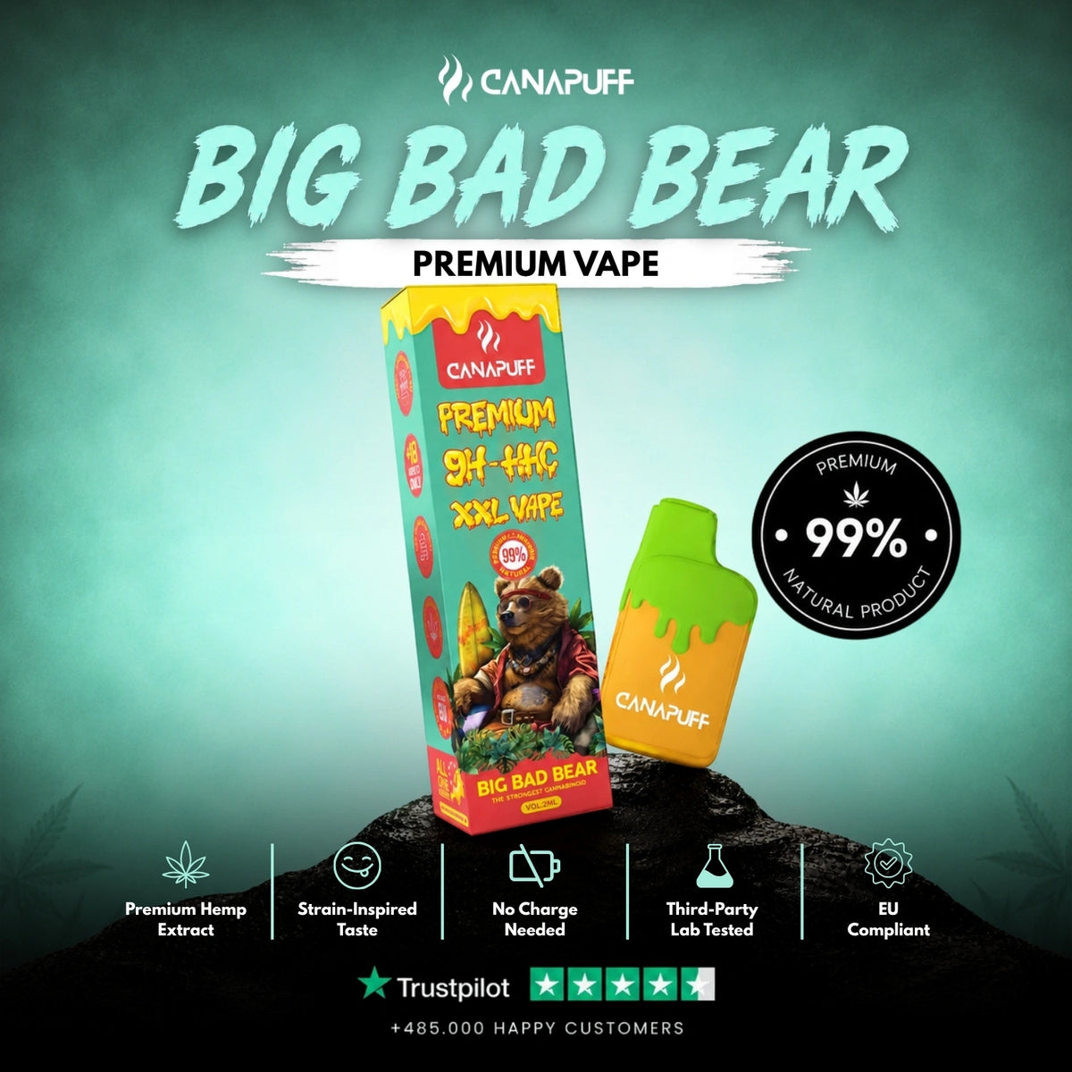 9H-HHC XXL Vape Big Bad Bear 99% 2ml