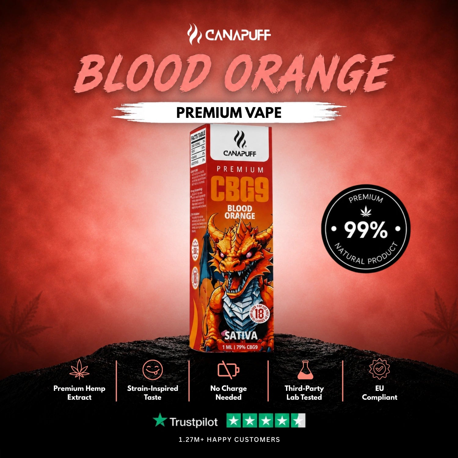 CBG9 Vape Blood Orange 79% 1 ml