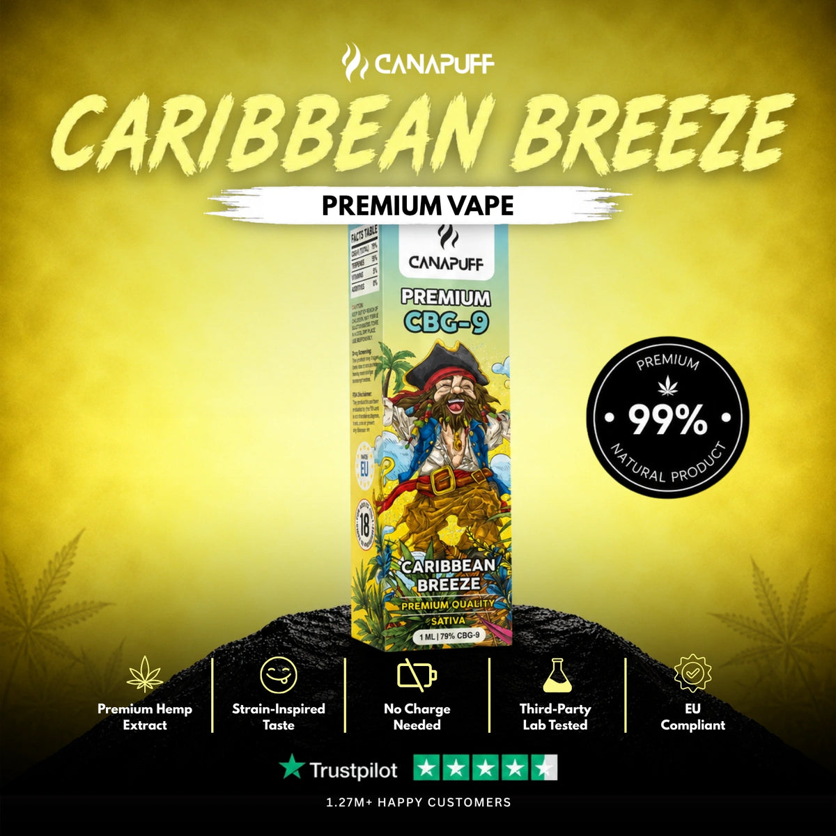 CBG9 Vape Caribbean Breeze 79% 1 ml