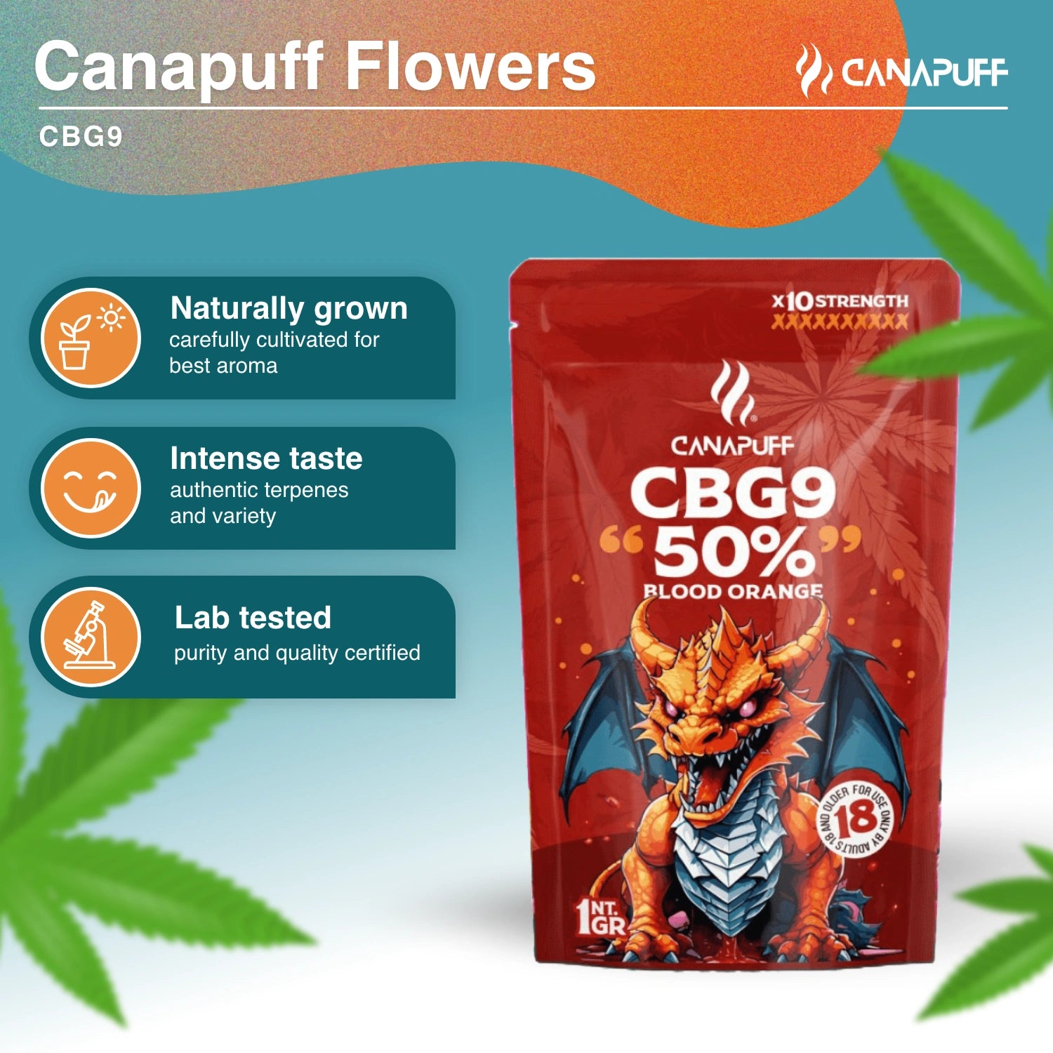 Blood Orange 50% - CBG9 flori - Canapuff