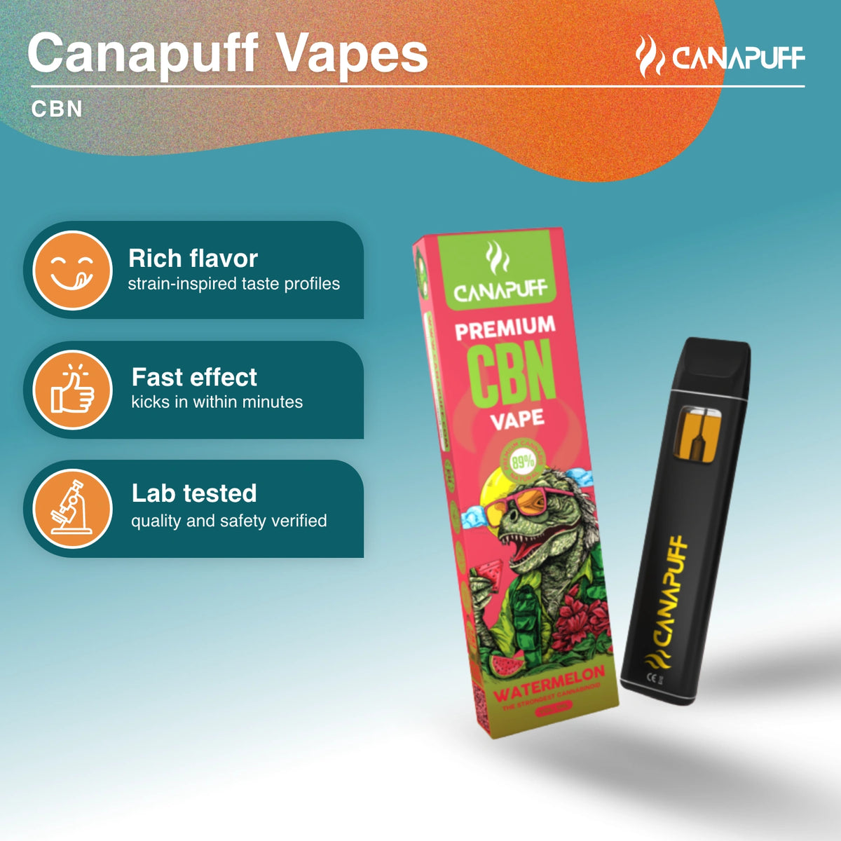 Canapuff CBN vape Watermelon 89% 1 ml disposable pen