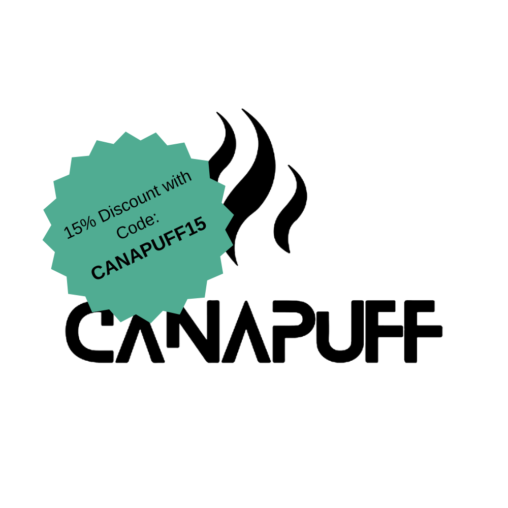 CANAPUFF-logo med 15% rabat-promobadge