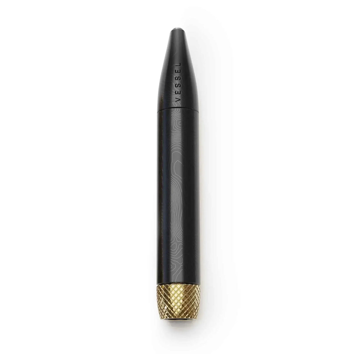 Pen Vessel in nero con dettagli dorati