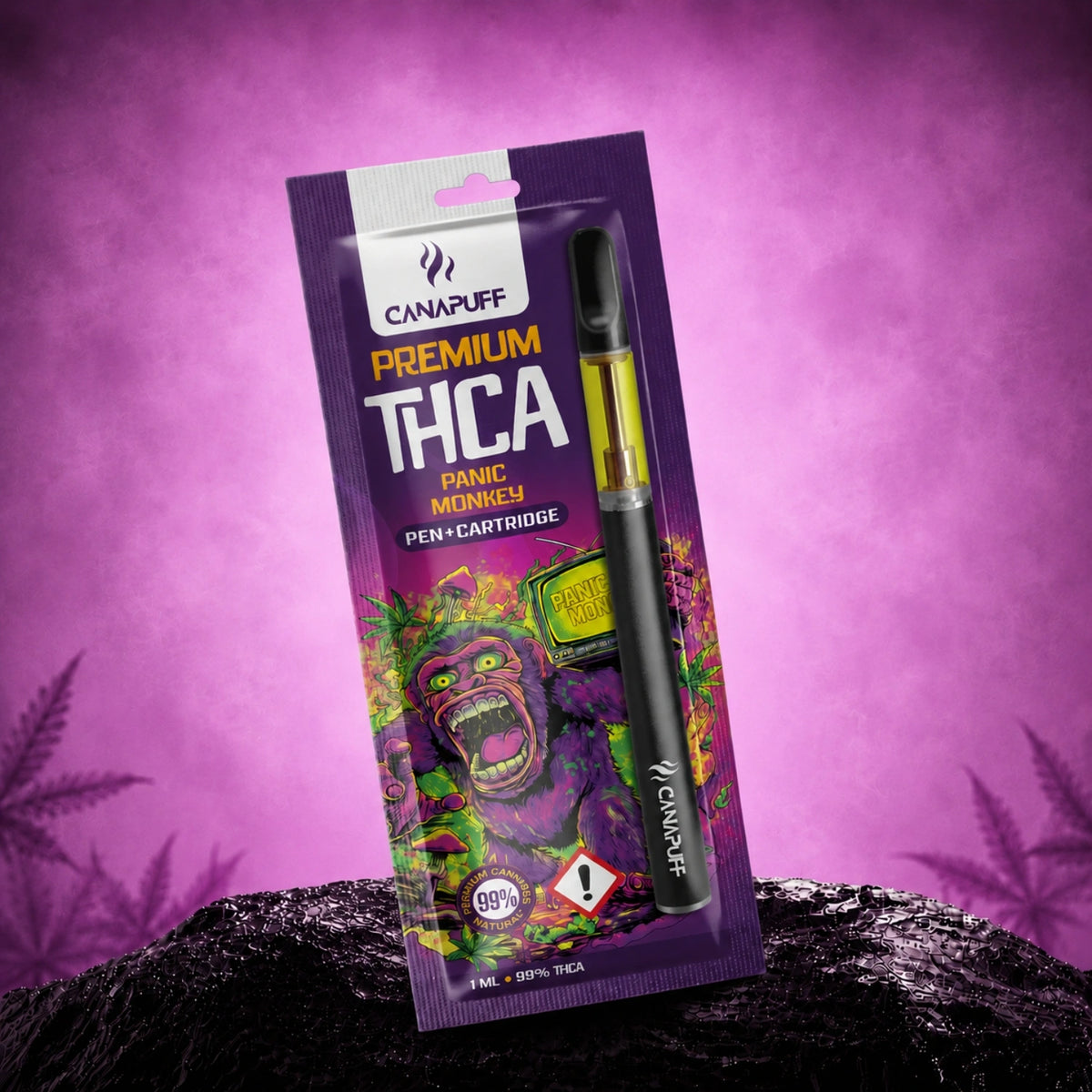 Canapuff THCA Pen+Cartridge Panic Monkey 99%, 1 ml