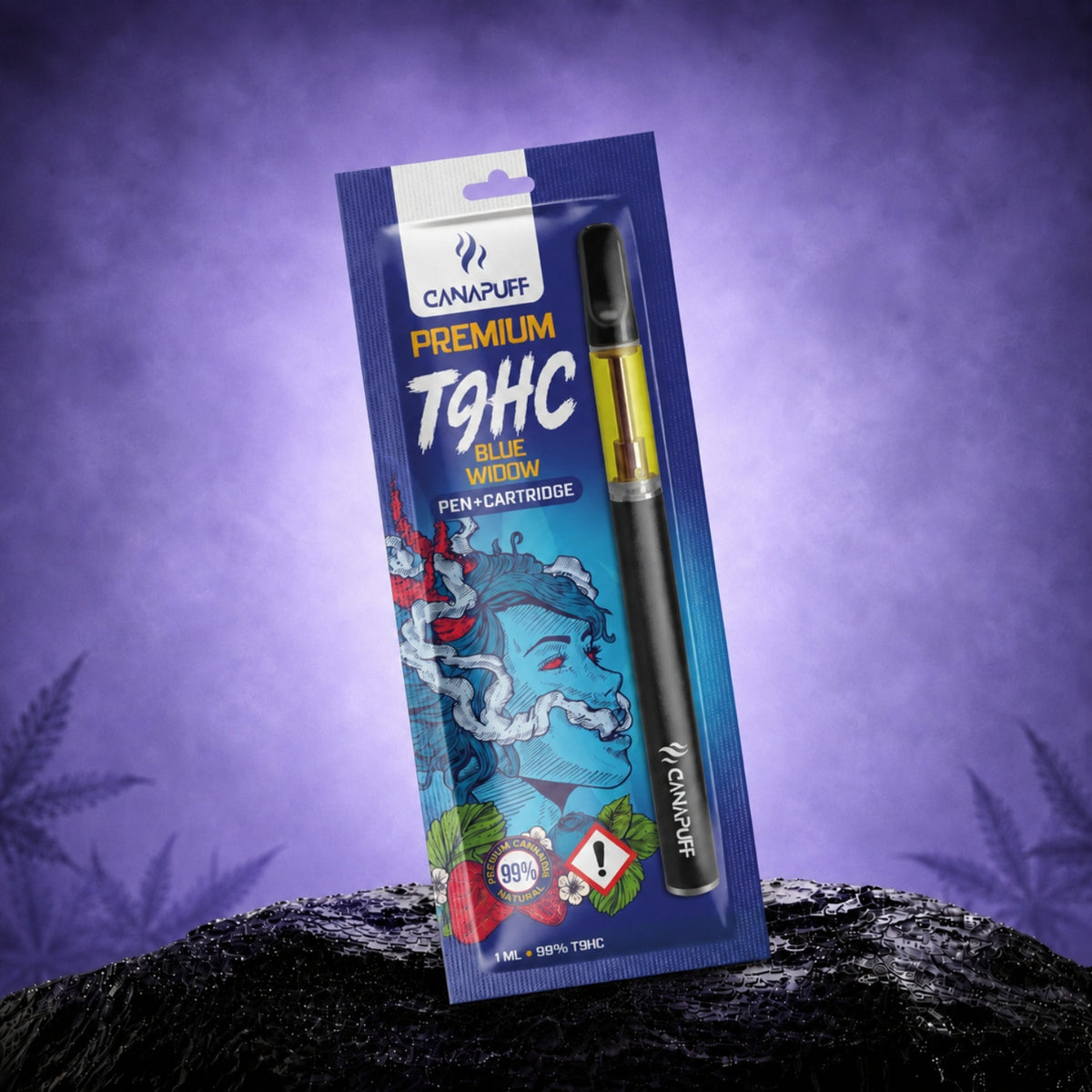 Canapuff TⳊHC Blue Widow pen and cartridge, 99%, 1 ml