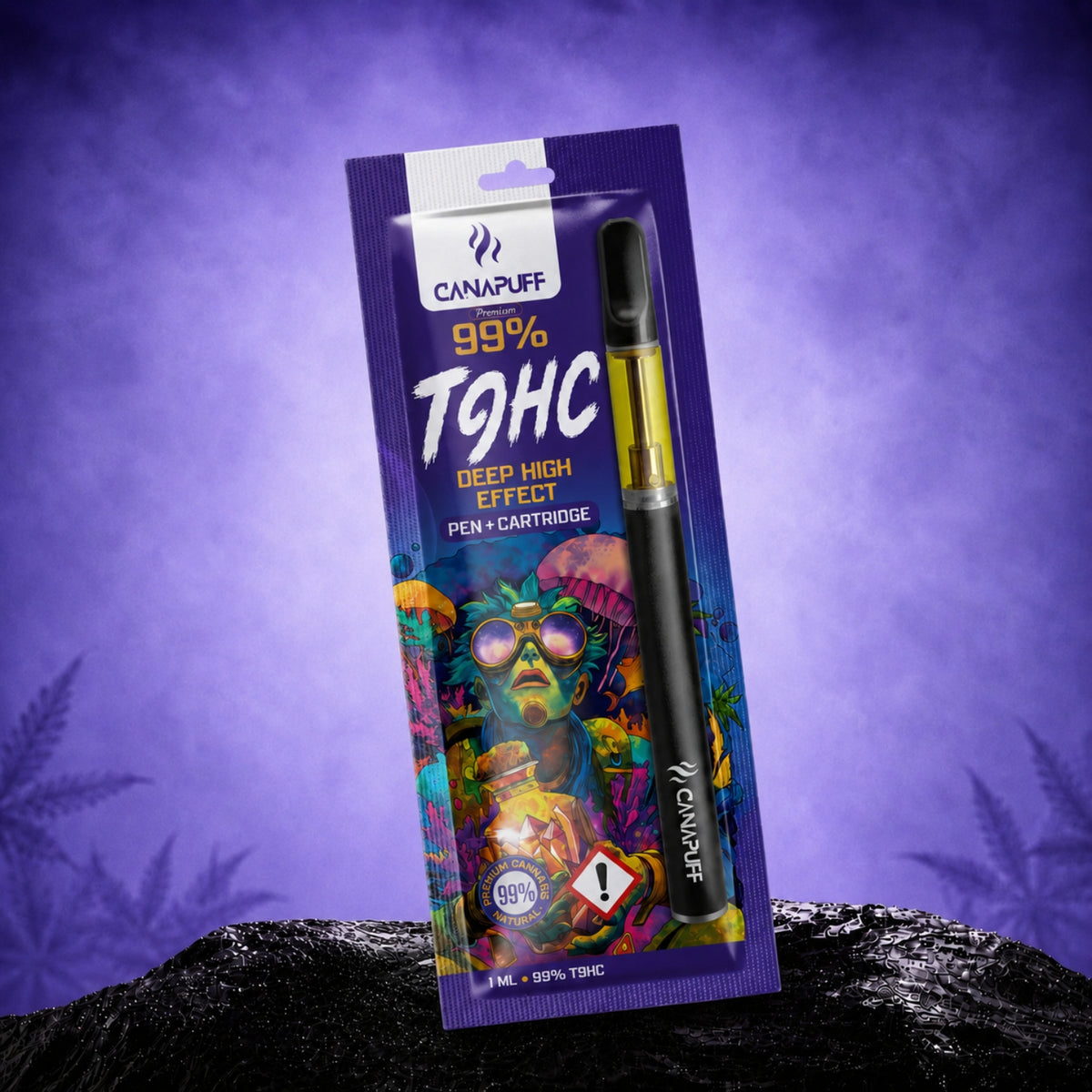 Canapuff TⳊHC Pen+Cartridge Deep 99%, 1 ml disposable vape cartridge