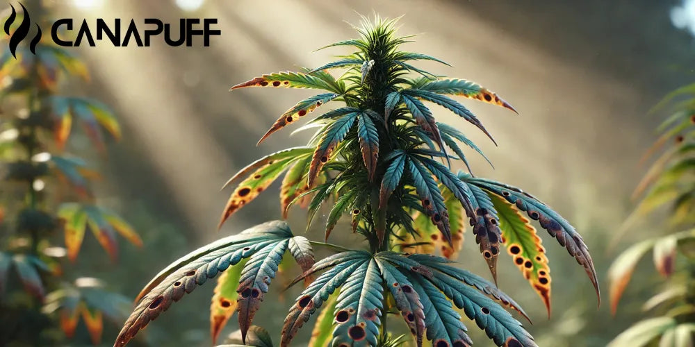 Bruna fläckar på Cannabisblad