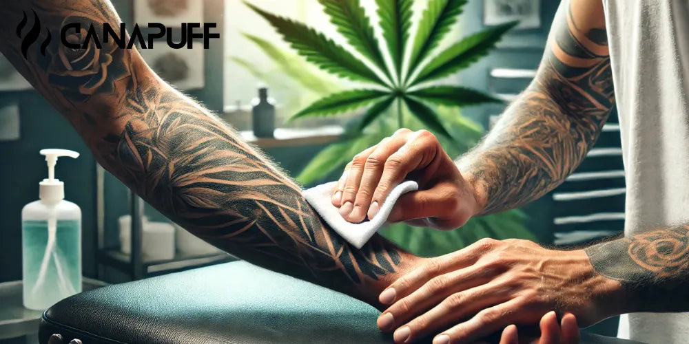 ryg cannabis efter en tatovering, ryg cannabis, tatovering