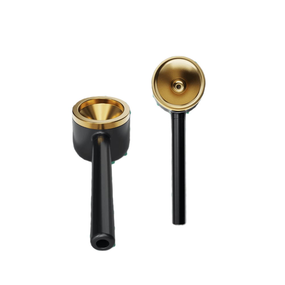 Vessel Pipe in black with gold-plated bowl and stem