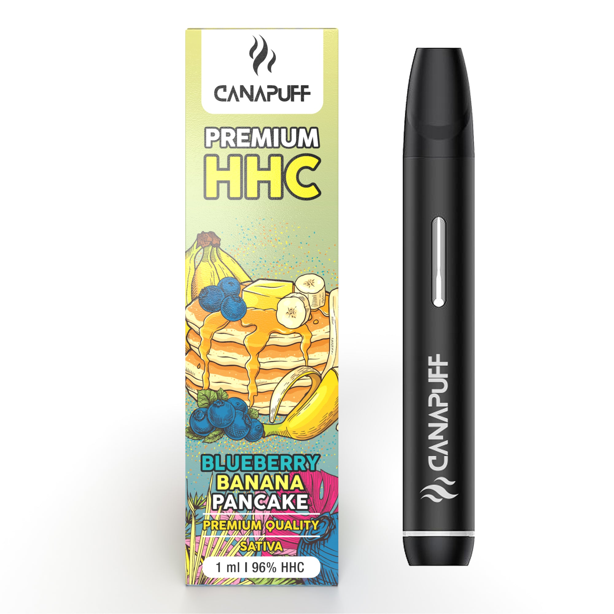 PANQUECA DE BANANA E MIRTILO 96% HHC - CanaPuff - USO ÚNICO - 1ml