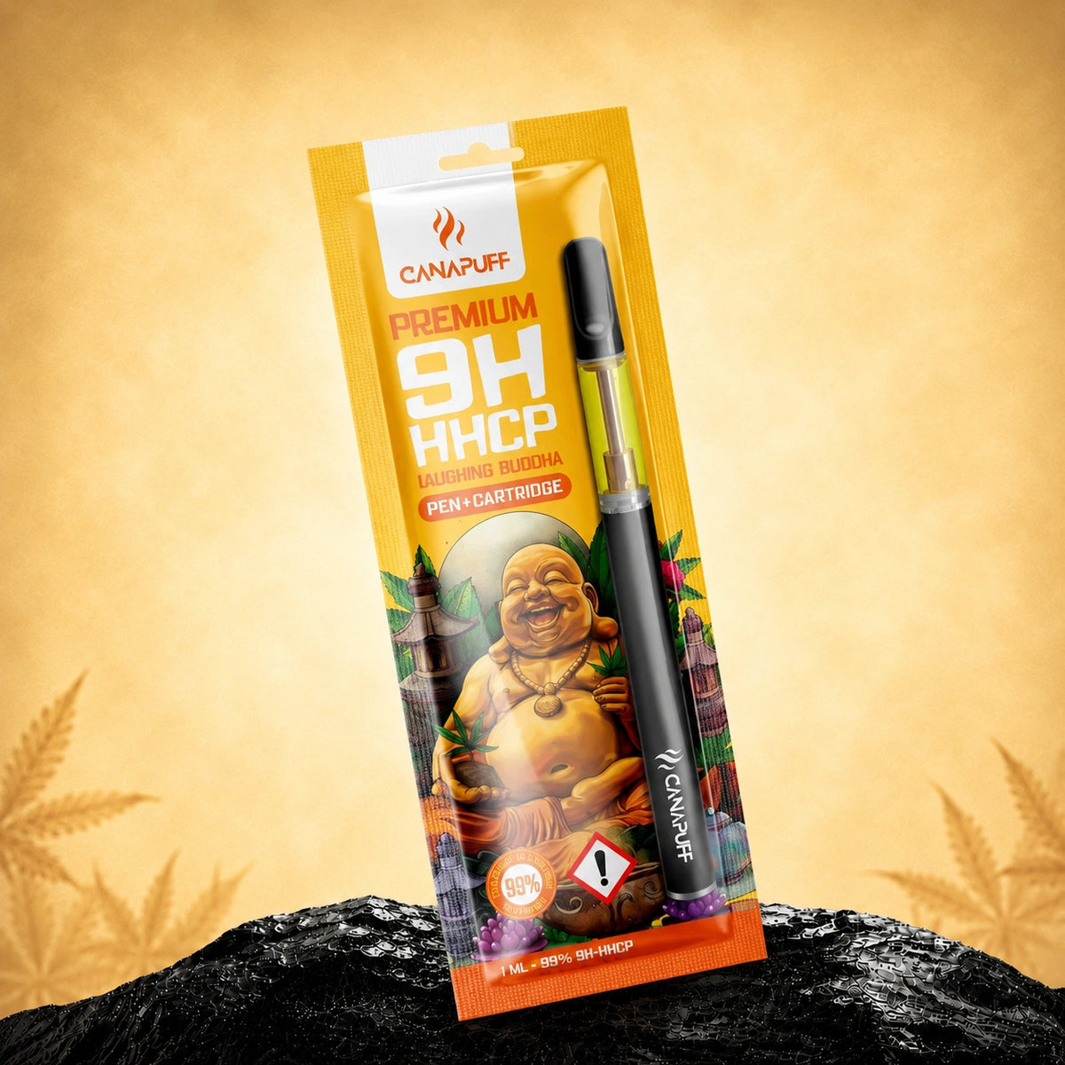 Canapuff 9H-HHCP pen and cartridge, Laughing Buddha flavor, 99%, 1 ml