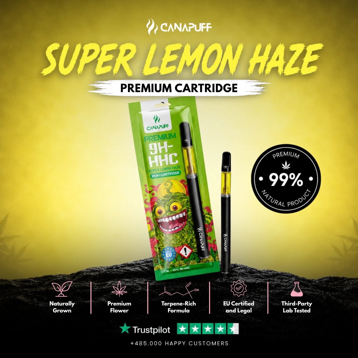 9H-HHC Pen+Cartridge Super Lemon Haze 95%