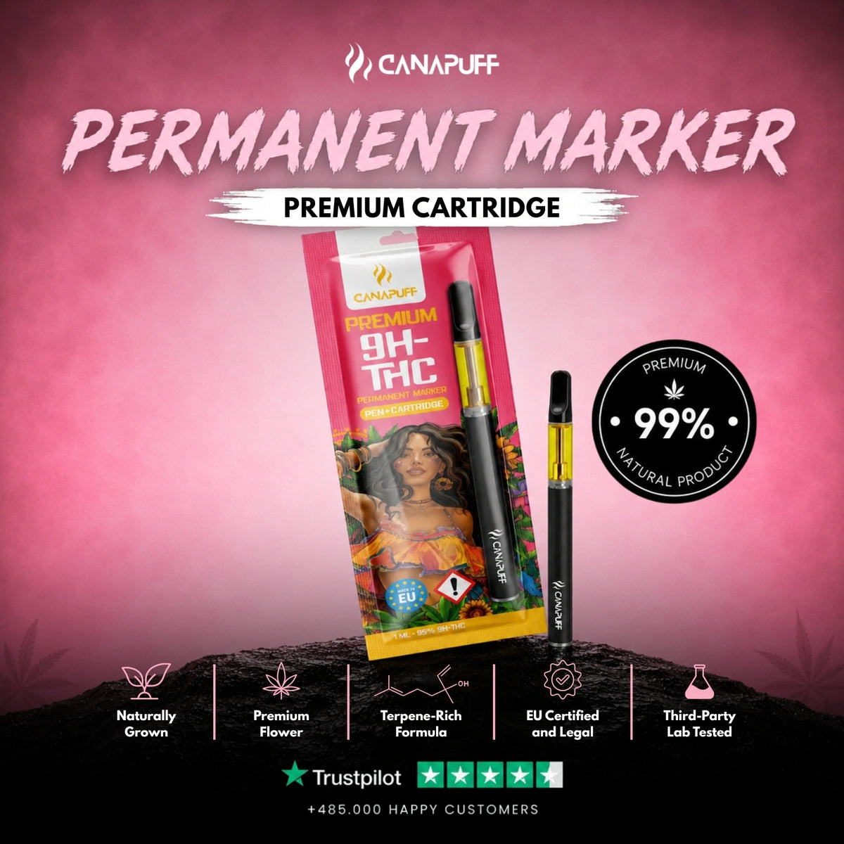 9H-THC Pen+Cartridge Permanent Marker 95%