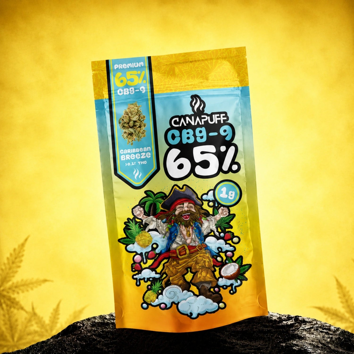 Canapuff CBG9 flowers Caribbean Breeze 65%, 1g hemp-derived pouch