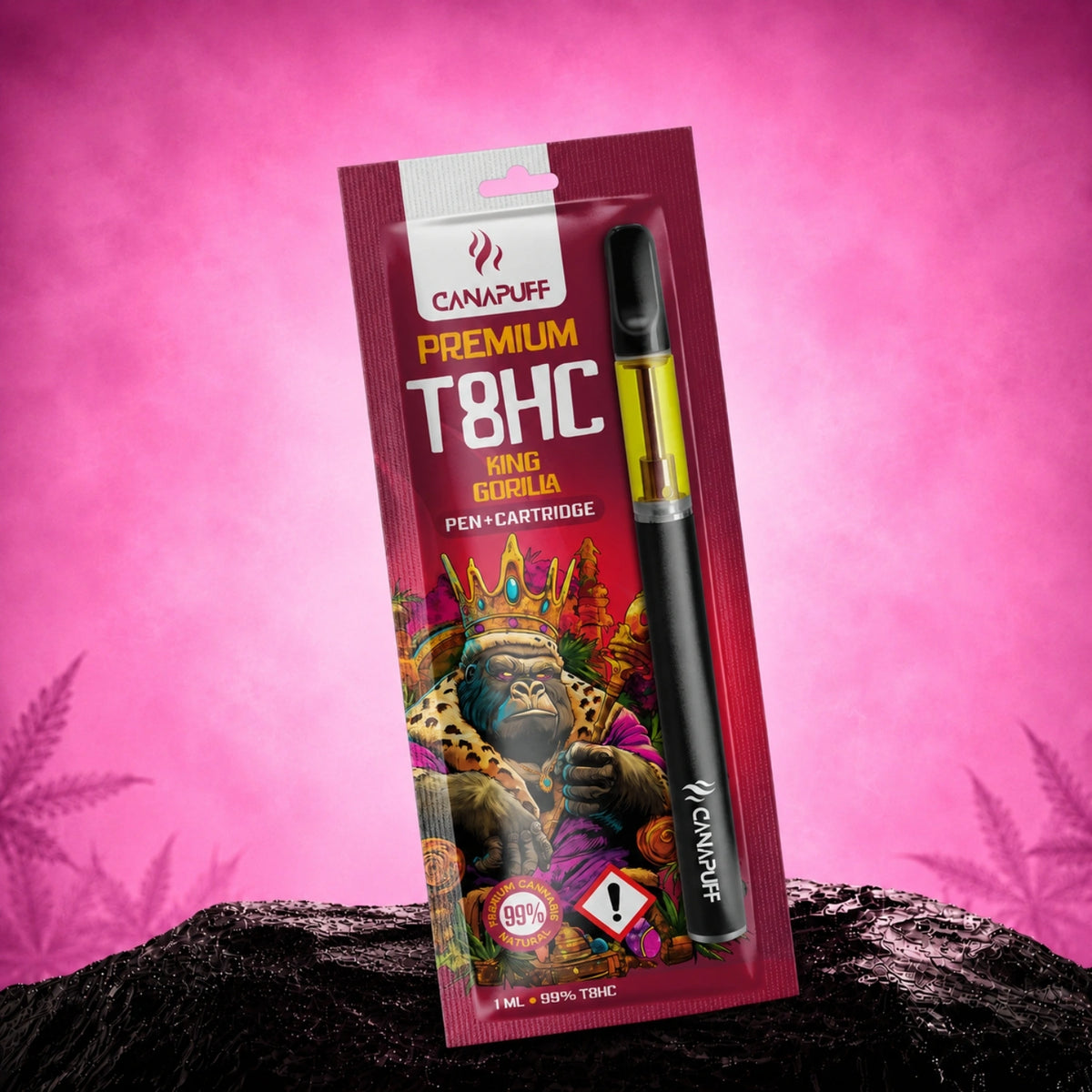Canapuff T8HC Pen+Cartridge King Gorilla 99%, 1 ml disposable vape pen