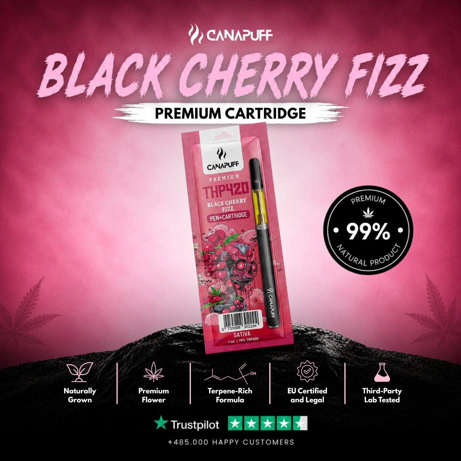 THP420 Pen+Cartridge Black Cherry Fizz 79%