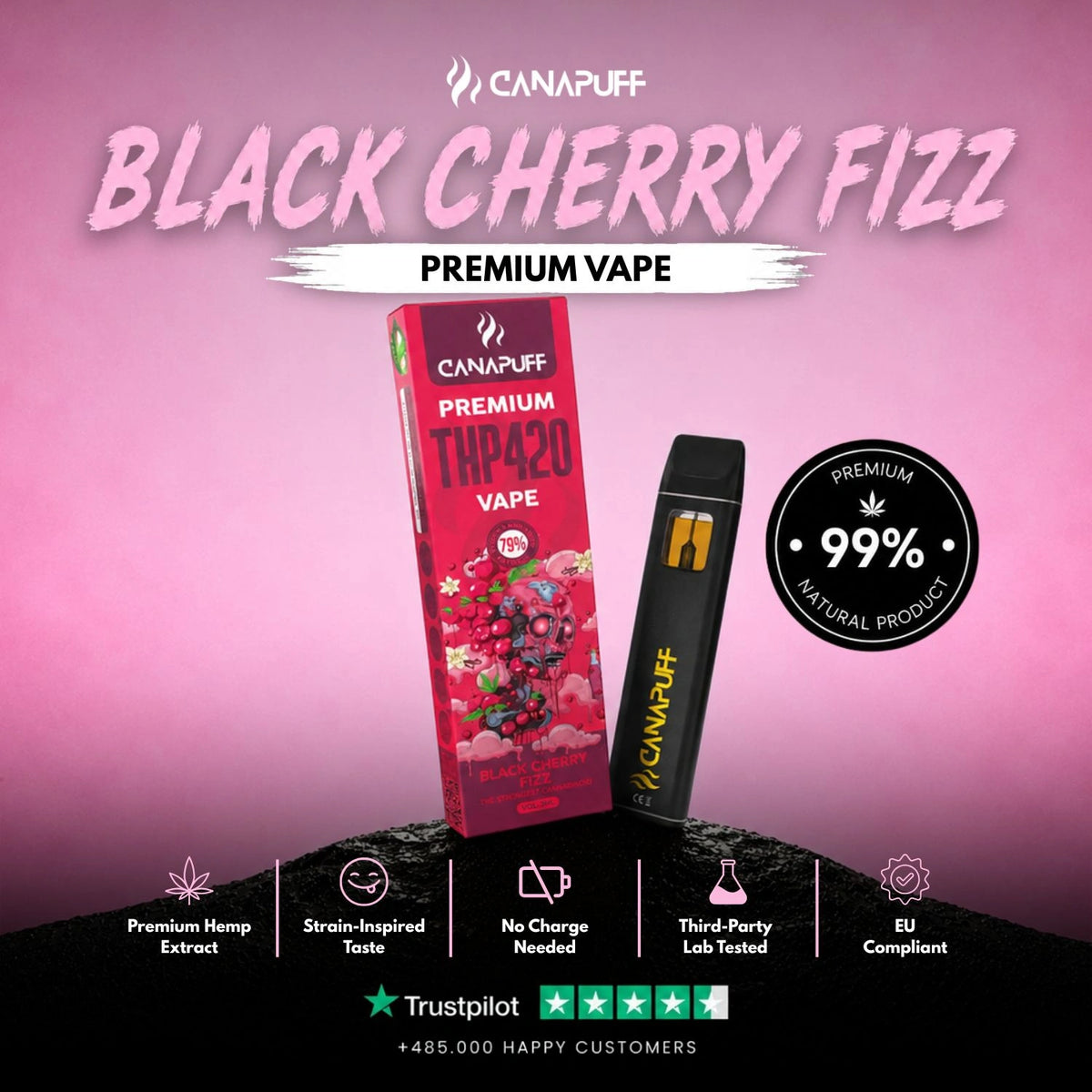THP420 Vape Black Cherry Fizz 79% 1ml